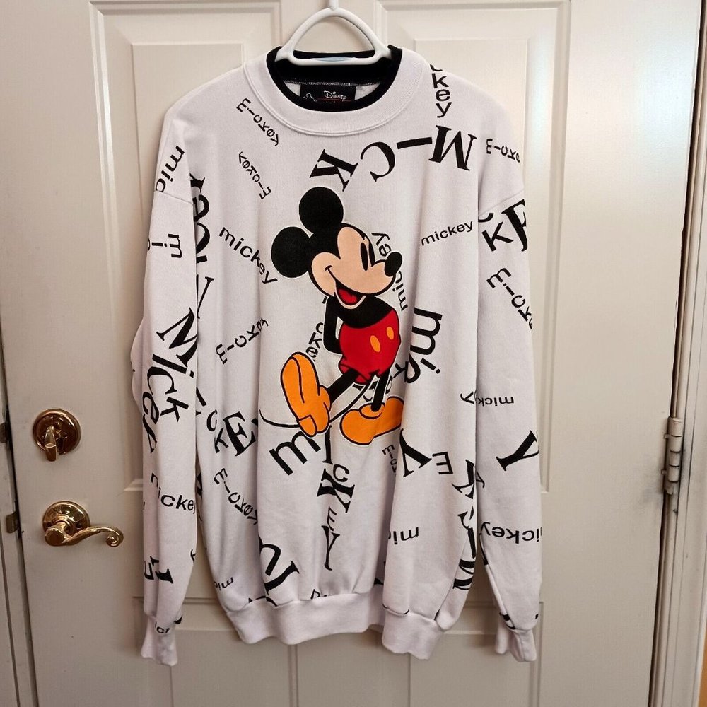Vintage Mickey‎ Mouse All Over Disney Originals Sweatshirt Sweater Sz L/XL 50/50